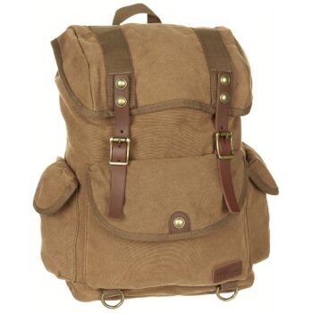 Canvas Rucksack Leder-Messing, braun